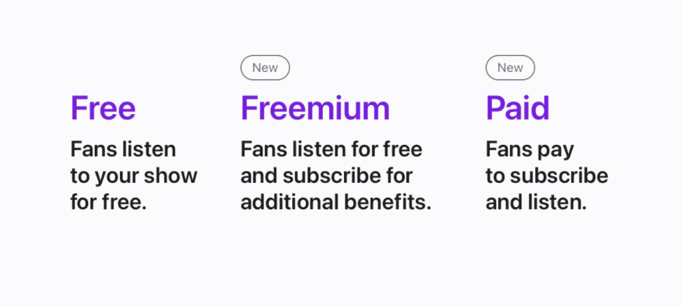 free, premium. apple podcast subscription